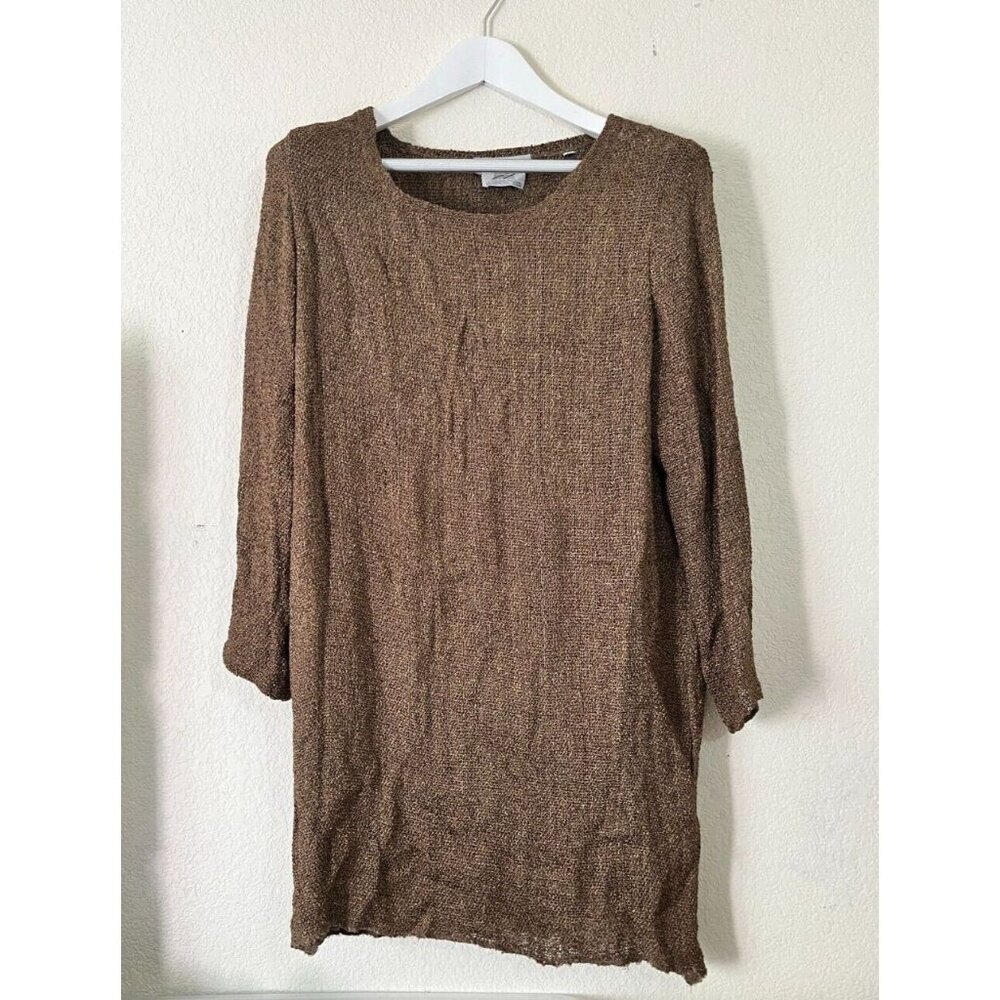 Panache Hand Woven Custom Made for Dream Weaver Knitted Gold Tunic Shift Dress